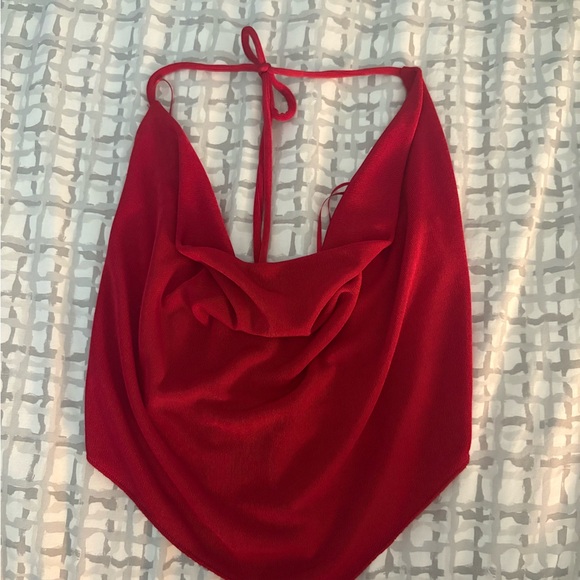Garage Red Draped Halter Tank Top - Picture 1 of 5